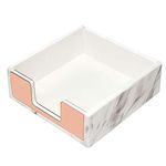 MultiBey Memo Pad Holder Sticky Notes Holder Rose Gold with Marble White Texture Acrylic Desk Supplies Organizer Accessories (Rose Gold)