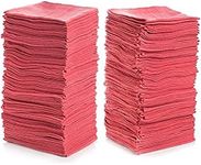 Shop Towels (Pack of 100) 12” X 14” Reusable Cotton Towels - Perfect for Cleaning, Home, Mechanic, Automotive, Machines and Janitorial (Red)