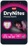 Huggies DryNites, Girls’ Night Time Pants - Sizes 3-5 Years (10 Pants) Monthly Pack - Ultra-Absorbent Pyjama Pants - Unbeatable Night Time Protection