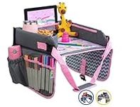 Kids Travel Tray - Car Seat Tray - Travel Lap Desk Accessory for Your Child's Rides and Flights - it's a Collapsible Organizer that Keeps Children Entertained Holding Their Toys (Pink)