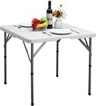 HollyHOME Folding Table Camping Table 2.8FT/87cm, Square Picnic Table Trestle Table for Garden BBQ Catering Party Kitchen Outdoor Indoor