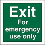 Seco Exit for Emergency Use Only Sign, 200mm x 200mm - 1mm Semi Rigid Plastic