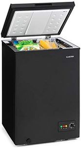 Klarstein Free Standing Chest Freezer Fridge, Compact Mini Freezer for Bedrooms, Home & Office, 99L Compact Chest Freezer, Energy Efficient Upright Small Freezer UK w/Basket, Freezer w/Floor Rollers