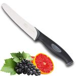 Sabatier Professional L’Expertise Kitchen Serrated Utility Knife - 12cm Chrome Molybdenum Stainless Steel, Finely Ground Razor Sharp Blades. Ergonomic Soft Grip Handle. 20 Year Guarantee