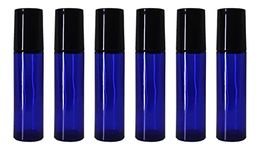 nsb herbals Empty Blue Glass Roll On Bottles (10 ml) with Black Cap for Essential Oils, Perfumes, Lip Balms, Aromatherapy | Refillable Reusable & Eco- Friendly Leakproof Bottle (Pack of 6)