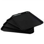 Nicesh 4-Piece Plastic Fast Food Serving Trays, Black Plastic Cafeteria Food Trays