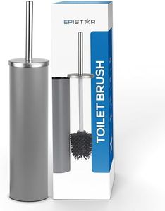 EPISTAR Silicone Toilet Brush & Holder Set, Stainless Steel (Grey)