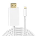 [Apple MFi Certified] Lightning to HDMI Digital AV Adapter, 6.6 FT HDTV Cable Compatible with iPhone, iPad, iPod 1080P Digital AV Sync Screen Connector on HDTV Monitor Projector, NO Need Power Supply