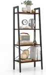 Giantex 4-Tier Bookshelf, Industrial Display Shelf with Metal Frame, Anti-Tipping Kits & Adjustable Foot Pads, Standing Storage Shelf, Plant Flower Stand for Home & Office (Rustic Brown)