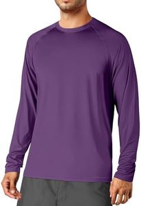 Swim Shirts for Men Sweatshirts Long Sleeve Rash Guard UPF 50+ Sun UV Shirt for Fishing Hiking Swimming Beach Running Water Athletic Shirts Rashguard Quick Dry Purple S