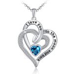 Distance I Love You to The Moon and Back Necklace 925 Sterling Silver Heart Necklaces for Women Dark Blue Cubic Zirconia Jewelry for Girlfriend Mother Wife Grandmother