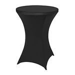 FestiCorp Spandex Black Table Cover, Cocktail Fitted Tablecloths, Round Highboy Stretch Table Covers Cloths for Party, Bar, Wedding, Birthday, Banquet, 30"-32" Diameter x 40"-43" Height