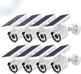OOSSXX Solar Powered Outdoor Wireless Simulated Cameras Fake Camera Wire Free Solar Motion Light Motion Sensor Floodlights Spotlight