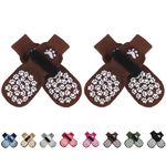 EXPAWLORER Anti-slip Dog Socks with Grips - Double Sides Gel Anti-slip Dog Boots for Hardwood Floors, Stop Licking Injured Paws, Soft Paw Protector with Extra Traction for All Breed Dogs (Coffee, M)