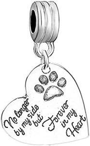 Sexy Sparkles Pet Memorial Charm No Longer by My Side but Forever in My Heart European Spacer Dangling Compatible Charm