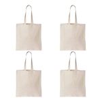 BD WEAVES Unisex-Adult Cotton Minimal Tote Bag Plain - Reusable 100% Eco-Friendly- Natural (Pack Of 4), White