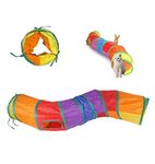 Cat Tunnel,Bunny Tunnel,2 Way Cat Tunnel,Pet Toys,Collapsible Pet Cat Tunnel Tube,Cat Tunnel Suitable for Indoor and Outdoor (Rainbow-S)