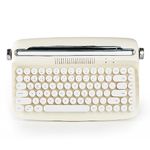 YUNZII ACTTO B303 Wireless Typewriter Keyboard, Retro Bluetooth Aesthetic Keyboard with Integrated Stand for Multi-Device (B303, Ivory Butter)