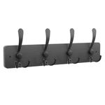 YMYNY Wall Mounted Coat Hooks, Length 42CM Wall Coat Racks, Hooks Heavy Duty Solid Wood Wall Coat Rack, Coat Hooks for Wall for Hat Towel Bag Robes Purses Clothes Hooks, Black HWS005B