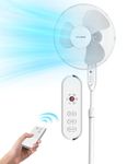 Pelonis 16-inch Pedestal Fan with Remote Control, Quiet Low Noise, 3-Speed, 7H Timer，Oscillation 90°, Power Off Memory Function, Energy Saving Fan for Bedroom