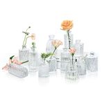 ComSaf Glass Bud Vases Set of 12, Small Clear Bud Vases in Bulk, Mini Flowers Vases for Centerpieces, Vintage Bottle for Table Decorations, Wedding Decor, Recepetion, Home, (Clear)