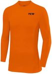 TCA Mens' and Boys' SuperThermal Compression Base Layer Football Running Top Long Sleeve Thermal Under Shirt - Crew Neck - Orange, 12-14 Years