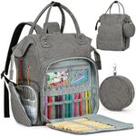 Coopay Huge Crochet Bag, Travel Knitting Bag Large Capacity Yarn Storage Organizer Bags for Unfinished Project, Crochet Hooks, Knitting Needles, Skein Yarn, Great Knitting & Crochet Supplies, Gray