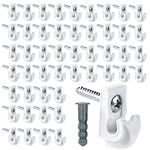 White Down Wall Clip Closet Shelves Clips Wire Shelf Loop Clips Plastic Heavy Duty Wire Shelf Brackets Included Clips Screws and Expansion Tubes for Wire Closet Shelving (48 Pack)