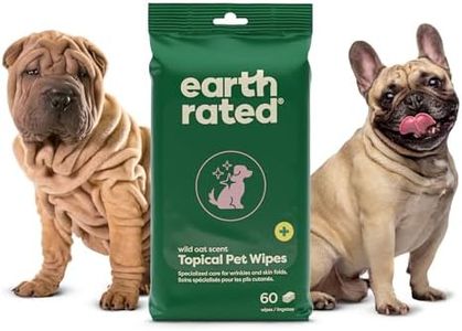 Earth Rated Itch Relief Topical Pet Wipes for Dogs & Cats for Sensitive Areas, Aids in Hot Spots & Cat Acne Relief, Wild Oat Scent, 60 Count