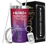 SpenMeta Nana Mothers Day Gift - Nana Gifts from Grandkids - Nana Christmas, Birthday Presents - Nana Nutrition Facts, 20oz Nana Tumbler Cup