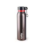 Cello Beatle Stainless Steel Vacuum Insulated Bottle, Brown, 1000ml |Hot & Cold Water Bottle with Screw top Lid | Double Walled Water Bottle for Sports, Gym, Outdoor, Travel