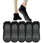 Yoga Pilates Non Slip Socks with Grips for Women (5 Pairs) Non Skid Grippy Socks for Yoga Pilates Barre Home