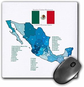 Flag and Map of Mexico with All The Mexican States identified by Name - Mouse Pad, 8 by 8 inches (mp_110021_1)
