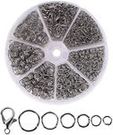 Mr. Pen- Open Jump Rings, Silver, 1014 pcs, 6 Sizes Open Jump Rings for Jewelry Making, Silver Jump Rings and Lobster Clasps