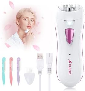 Facial Epilators for Women, Facial Hair Remover with LED Light, Mini Rechargeable Face Epilator Including Eyebrow Trimmer for Facial, Armpit, Bikini and Leg