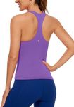 CRZ YOGA Butterluxe Workout Tank Tops for Women Built in Shelf Bras Padded - Racerback Athletic Spandex Yoga Camisole Royal Lilac Large