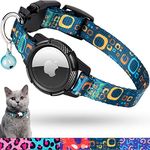 JXFUKAL AirTag Cat Collar, Integrated Kitten Collar with Apple Air Tag Holder, Safety Elastic Band & Detachable Bell GPS Tracker Cat Collars for Boy Girl Cats Small Dog Pet