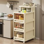 Kuber Industries Multipurpose Trolley Storage Organiser | 2 Layer Shelf with 3 Drawers | Trolley with Wheels for Kitchen Accessories| Large Capacity, Easy installation, Space Saving | 2123 | White