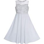 Sunny Fashion Girls Dress Gray Chiffon Bridesmaid Maxi Ball Gown Age 14 Years