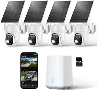 SV3C Security Cameras Wireless Outdoor, 2K Dual Lens Camera for Home Security with Solar Powered, No Subscription Fees, 360°Pan & Tilt, Auto Tracking, Color Night Vision, 2-Way Audio, (4 Camera Kit)