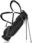 Costway Golf Stand Bag, Ultra Lightweight Golf Bag with 4-Way Top Dividers, Adjustable Dual-Strap, Foldable Bracket, Handles, Outer Pockets for Extra Storage, Easy Carry Golf Clubs Carrier, Ideal for Golf Course & Travel