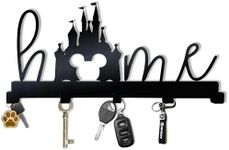 Pentacle Toys Disney Home 5 Hook Key Holder - Disney Castle Key Hook Rack - Magical Key to The Kingdom Wall Hanger - Mickey Key Hangers - Kids Room Entrance Décor - Disney Door Gifts