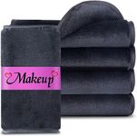 WYLIMG Makeup Remover Cloth (5 pack) Reusable Microfiber Makeup Remover Face Towel Removing All Makeup With Just Water Soft for All Skin Types 7.5 inch X 15 inch Black
