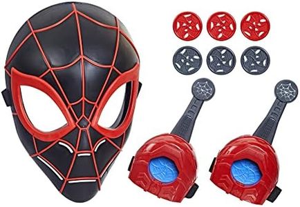 Spider-Man Marvel Across The Spider-Verse Web Action Gear, Miles Morales Costume Mask and Gauntlets, Super Hero Toys for 5 Year Old Boys and Girls and Up