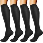 DRESHOW 4 Pairs Compression Socks For Women&Men Circulation Best Support for Athletic Running Cycling Travel