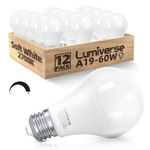 Lumiverse Dimmable A19 LED Light Bulbs, 60W Equivalent, 2700K Soft Warm White LED Bulb, A19 E26 Standard Medium Base, 15,000 Hour Lifetime, UL Listed, 9.5 Watt, 12-Pack