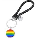 TRIXES Rainbow Keyring Braided Leather Loop – Pride Accessory – Multicolour Accessory – Gay LGBTQIA2s+ Pride Day