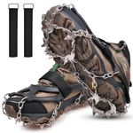 Crampons Ice Cleats Traction, Ice Snow Grips Boot Chains Anti Slip 19 Stainless Steel Spikes Women Men Kids for Winter Outdoor Walking, Jogging, Climbing and Hiking