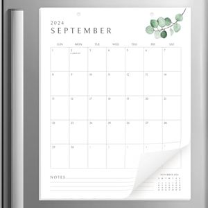 Vertical Greenery Botanical Magnetic Calendar for Fridge April 2024 - September 2025 | 13.5x11 Inches 18-Month Fridge Calendar Magnet, Perfect for Double Door French Fridges