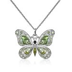 ORIONE 1Pcs Beautiful Alloy Rhinestone Butterfly Long Necklaces Fashion Enamel Butterfly Necklace for Women Girls (Green)